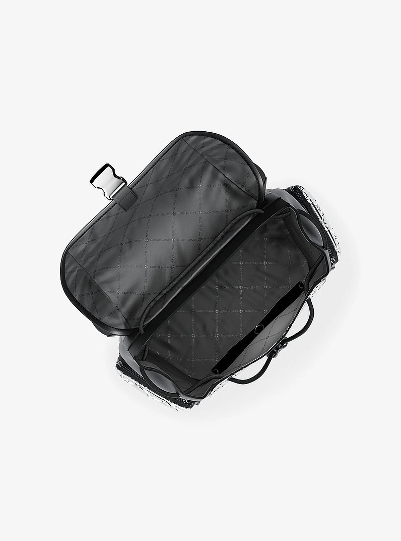 Cooper Medium Metallic Logo Debossed Backpack in SILVER | Michael Kors