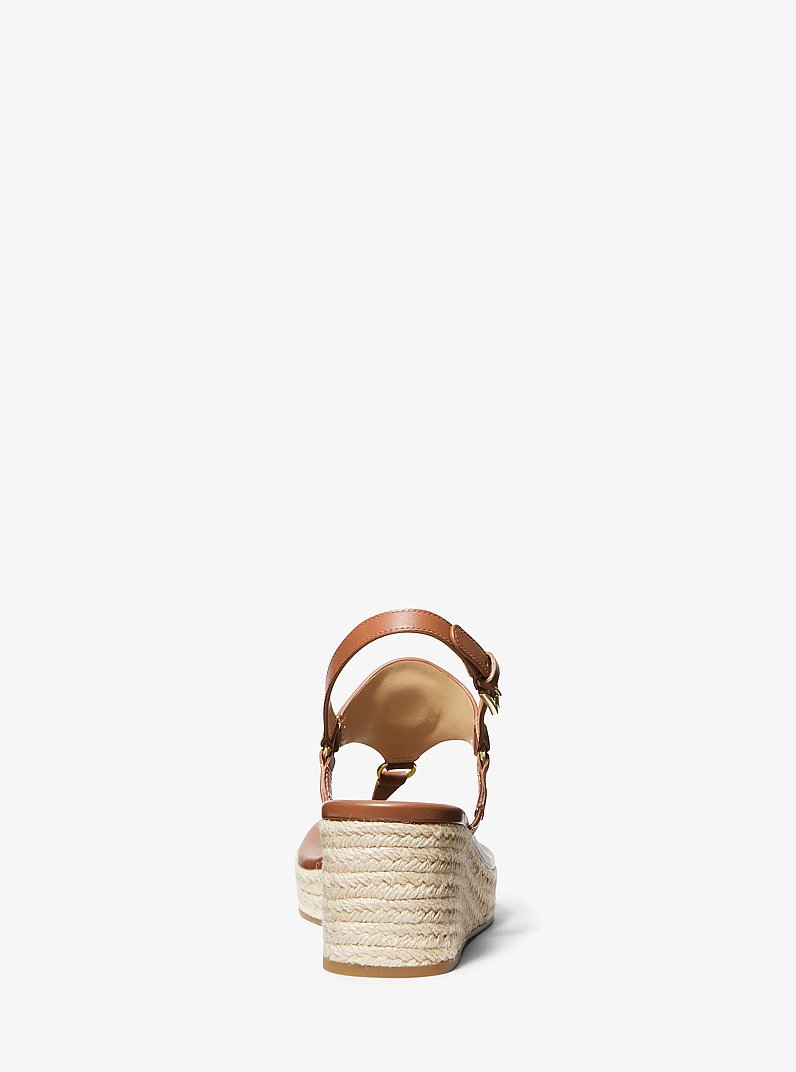 Casey Leather Wedge Sandal in LUGGAGE | Michael Kors