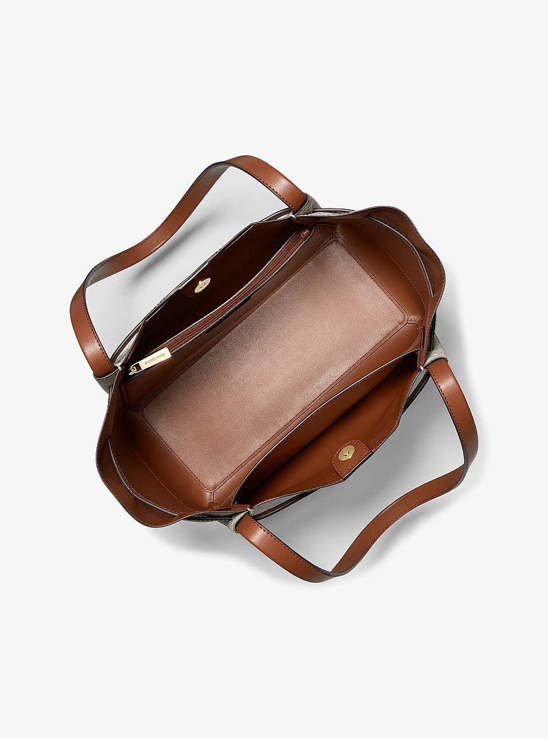 Reed Large Signature Logo Tote Bag in VANILLA | Michael Kors