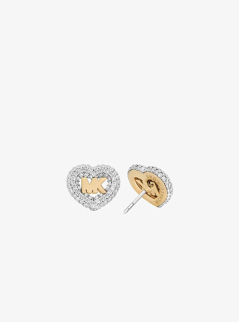 Logo and Pav&eacute; Heart Earrings in OR | Michael Kors