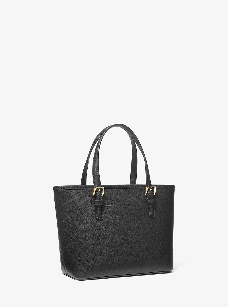 Jet Set Travel Extra-Small Saffiano Leather Top-Zip Tote Bag in BLACK | Michael Kors
