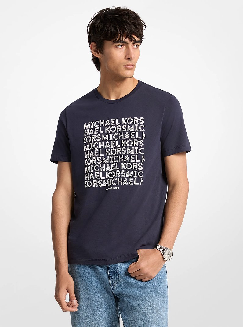 T-shirt en coton &agrave; logo graphique in MINUIT | Michael Kors