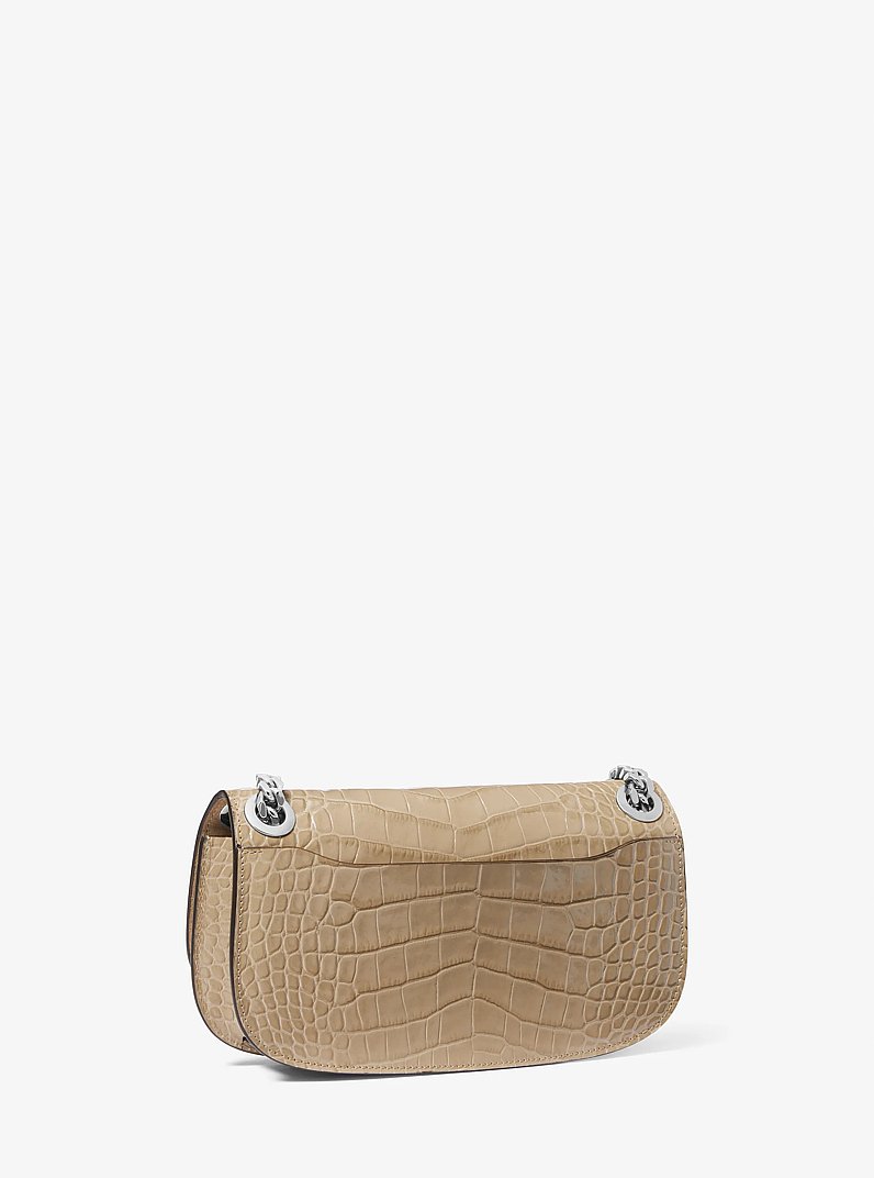 Christie Mini Crocodile Embossed Leather Envelope Bag in SAND | Michael Kors