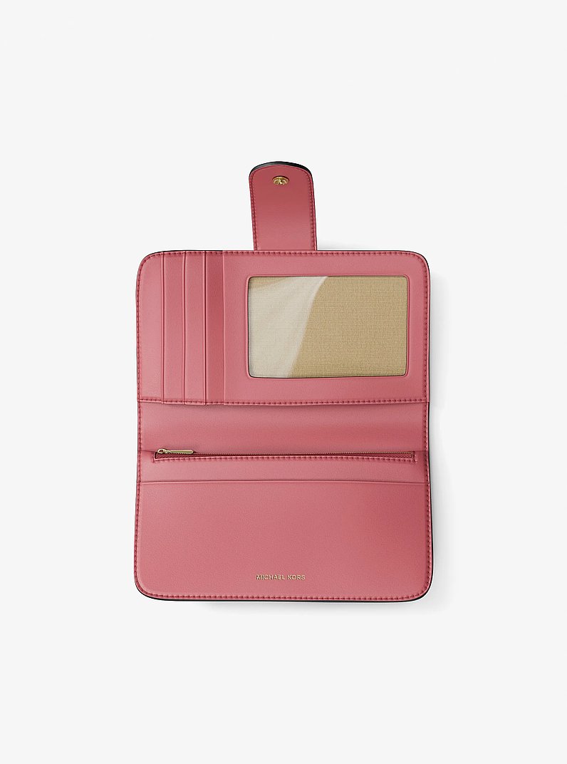 MK Pop Charm Medium Color-Block Pebbled Leather Logo Wallet
