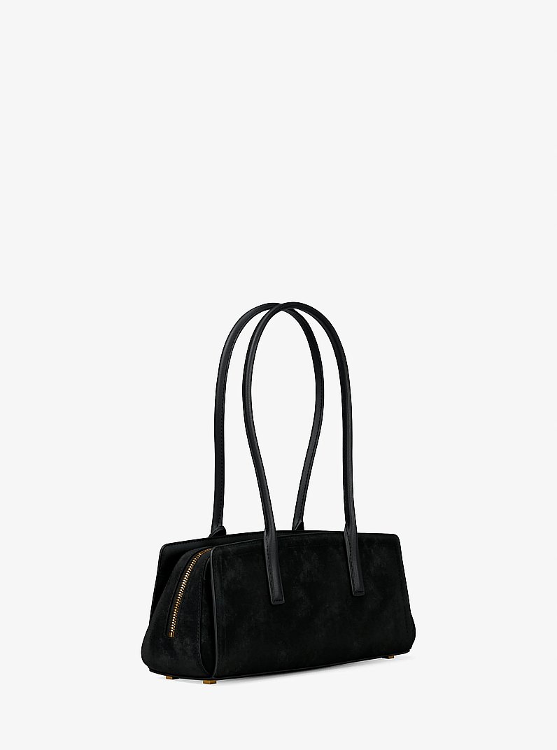 Laila Small Suede Shoulder Bag in BLACK | Michael Kors