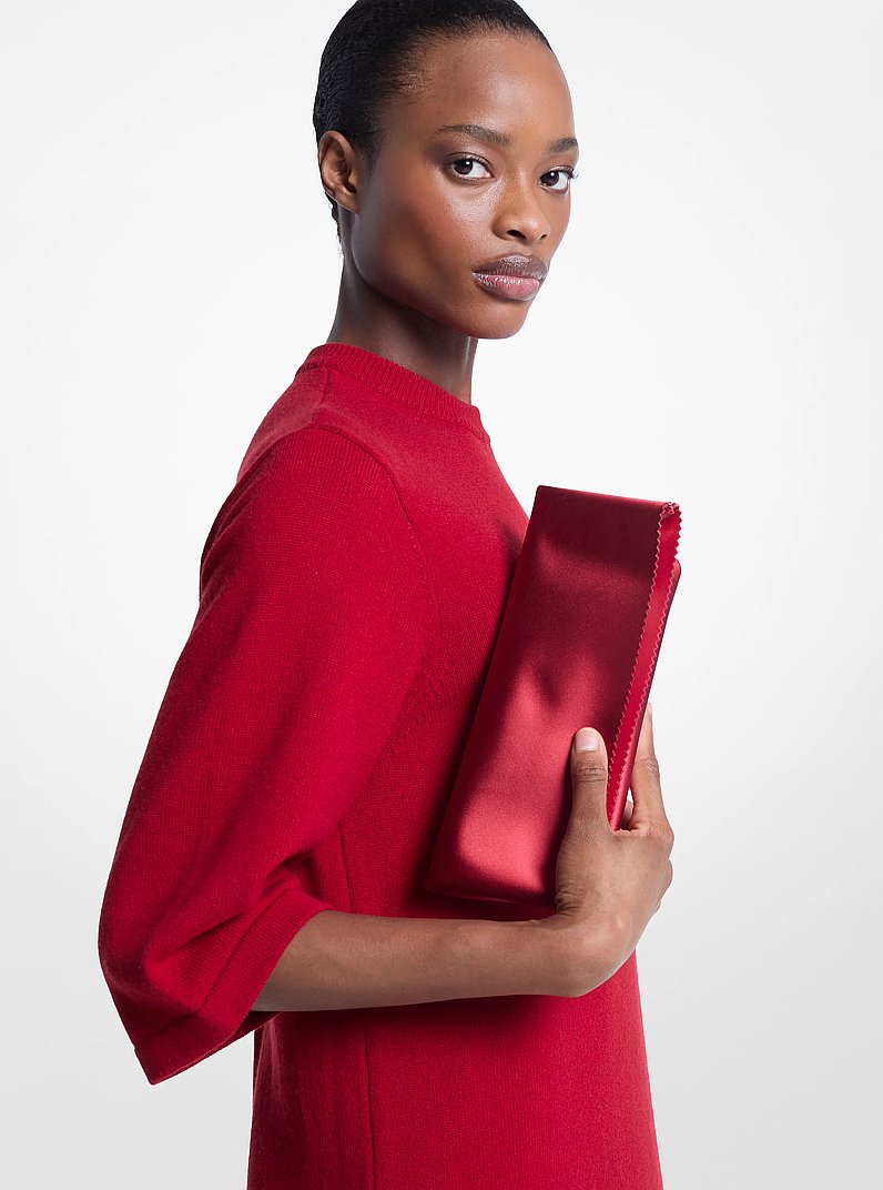 Isabella Satin Foldover Clutch in RUBY | Michael Kors