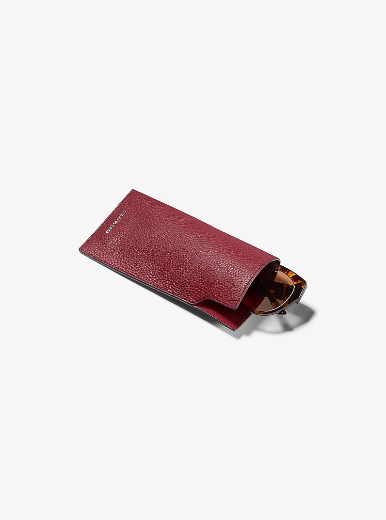 Jet Set Pebbled Leather Sunglass Case in OXBLOOD | Michael Kors