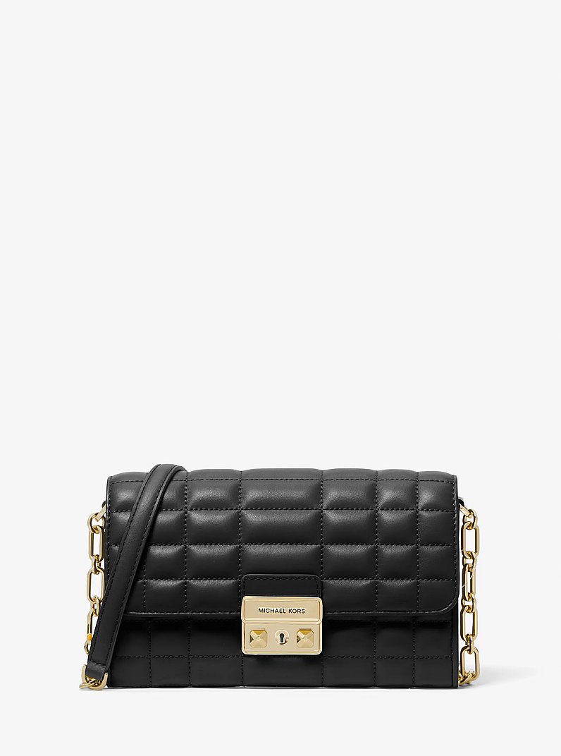 Tribeca Leather Convertible Crossbody Bag in BLACK | Michael Kors