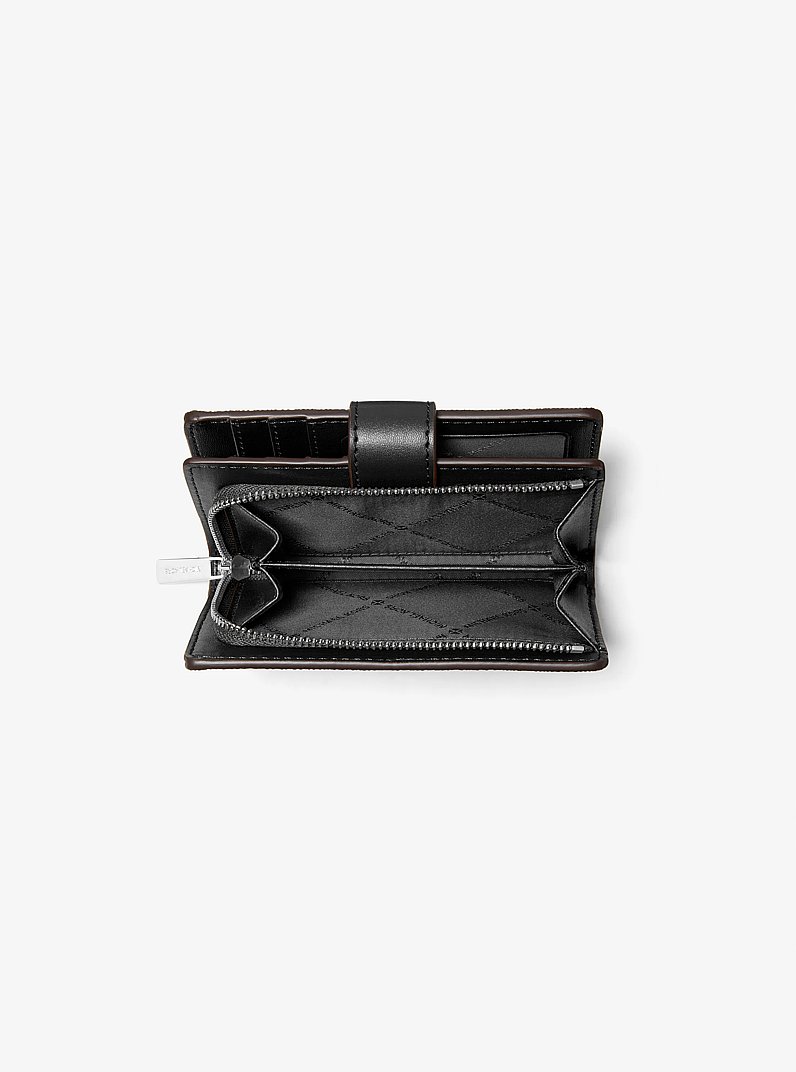 Jet Set Medium Printed Signature Logo Wallet in BLACK | Michael Kors