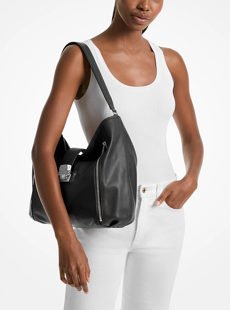 Schultertasche Addie Large aus Leder in SCHWARZ | Michael Kors