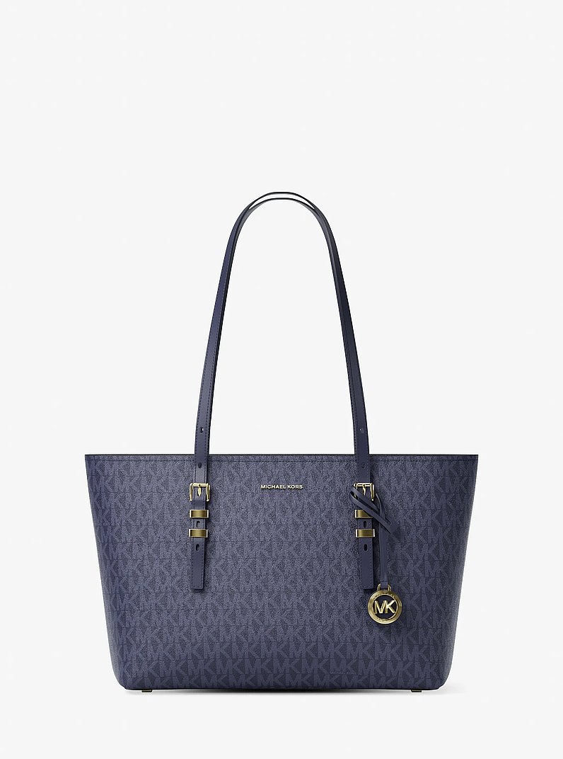 Borsa tote Quinn media in pelle e stampa logo in ABITO BLUES | Michael Kors