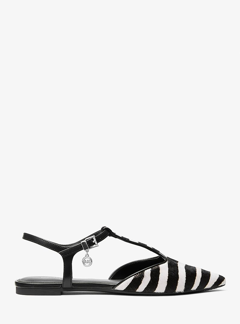 Cherie Flex Zebra Print Calf Hair Flat in BLACK COMBO | Michael Kors