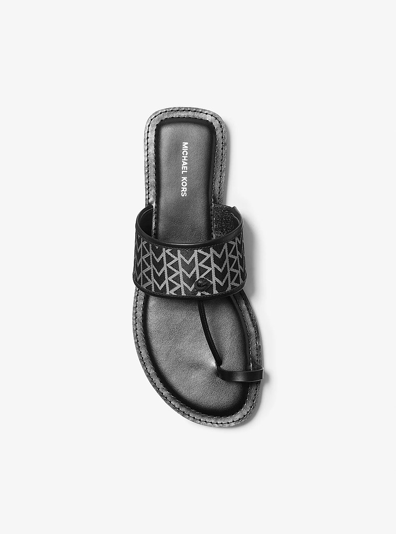 Ashtin MK2000 Logo Jacquard Sandal in BLACK | Michael Kors