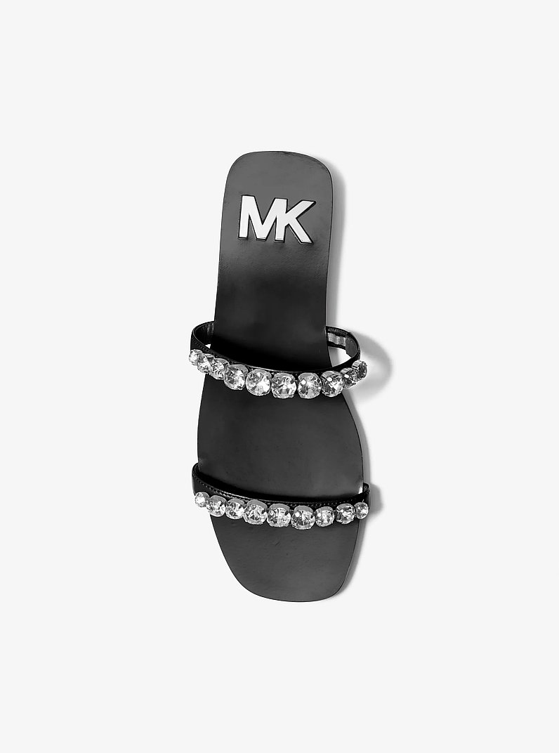 Jessa Embellished Faux Leather Sandal in BLACK | Michael Kors