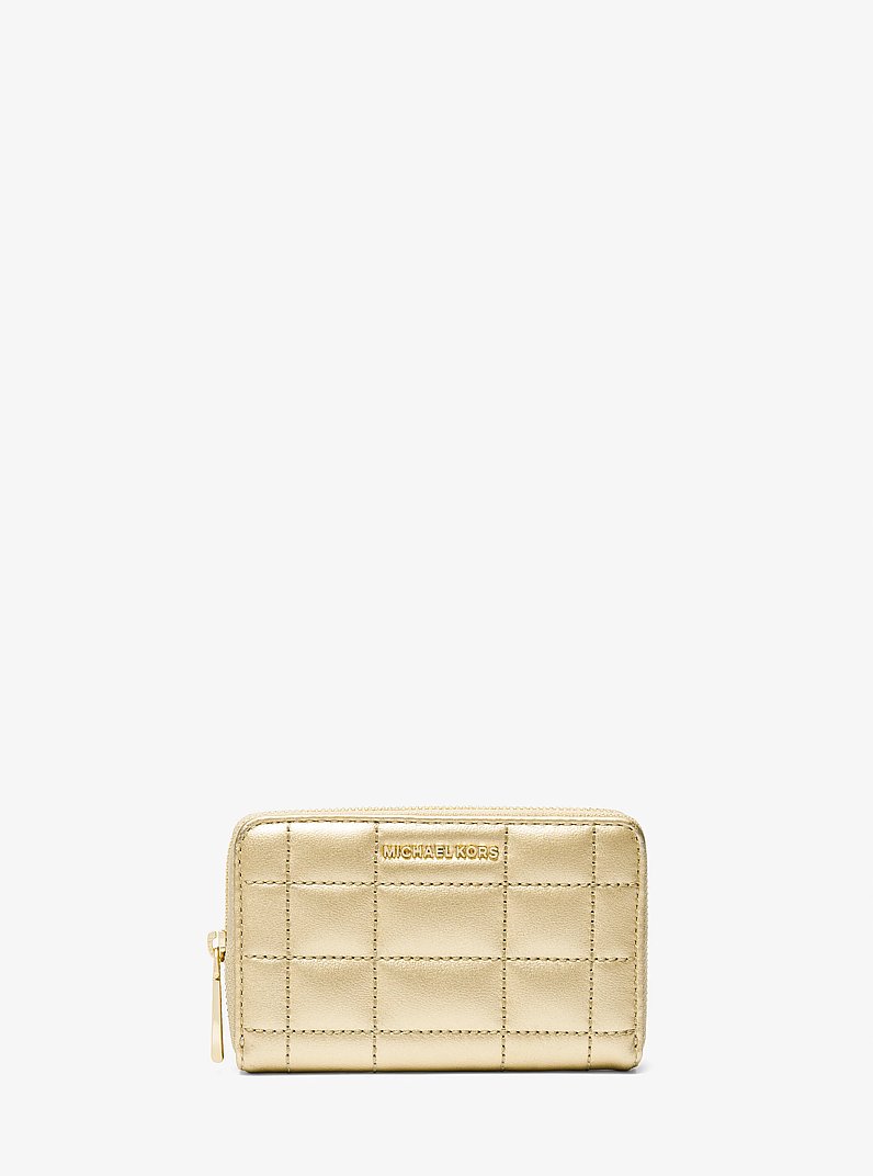 Small Metallic Quilted Leather Wallet in PALE GOLD | Michael Kors