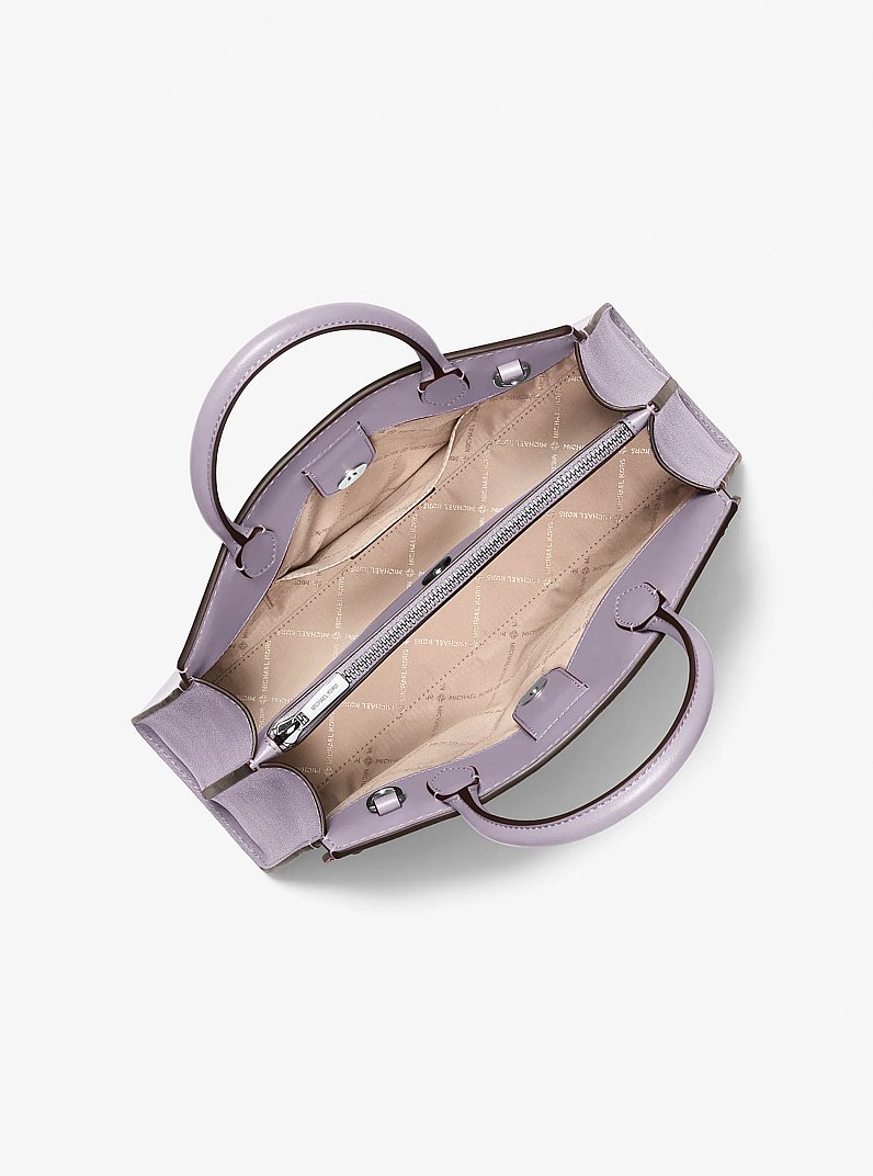 Greta Medium Leather Satchel in LILAC | Michael Kors
