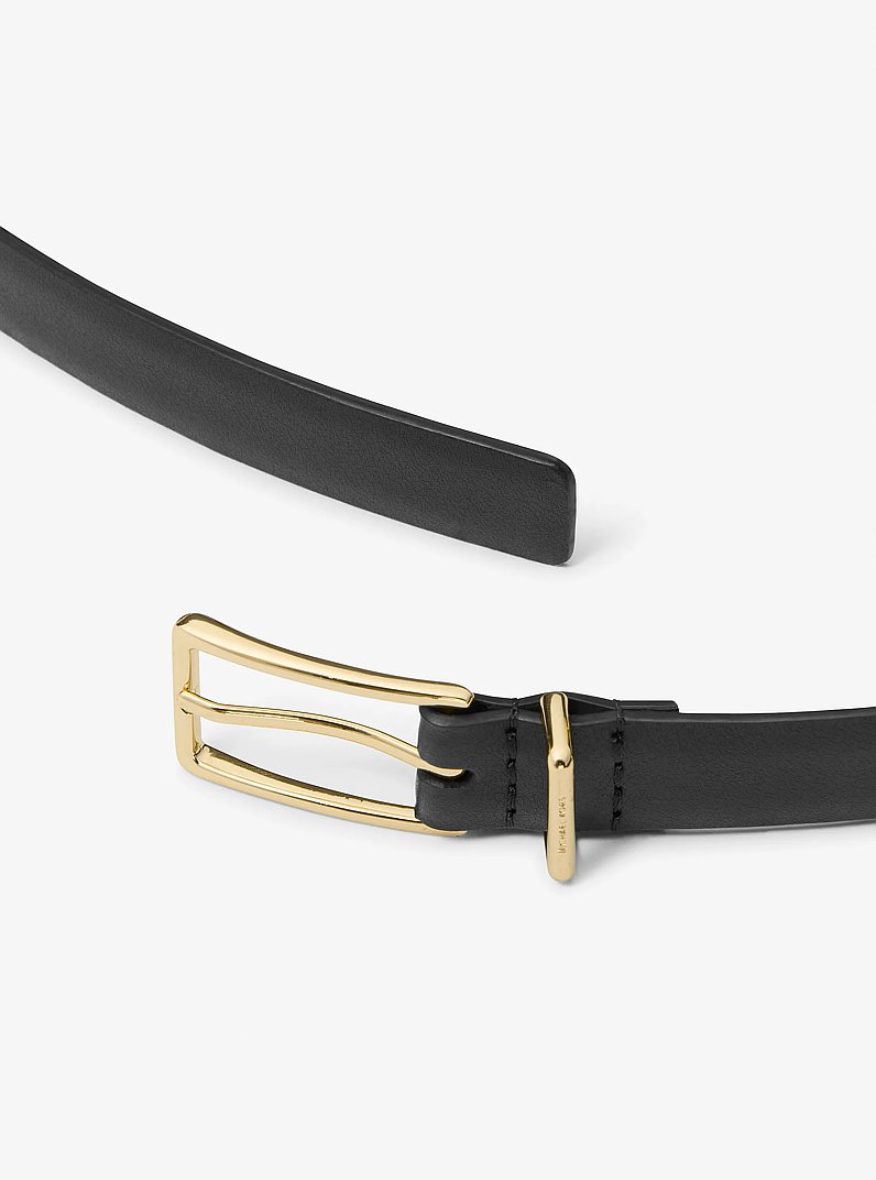 Leather Belt in BLACK | Michael Kors