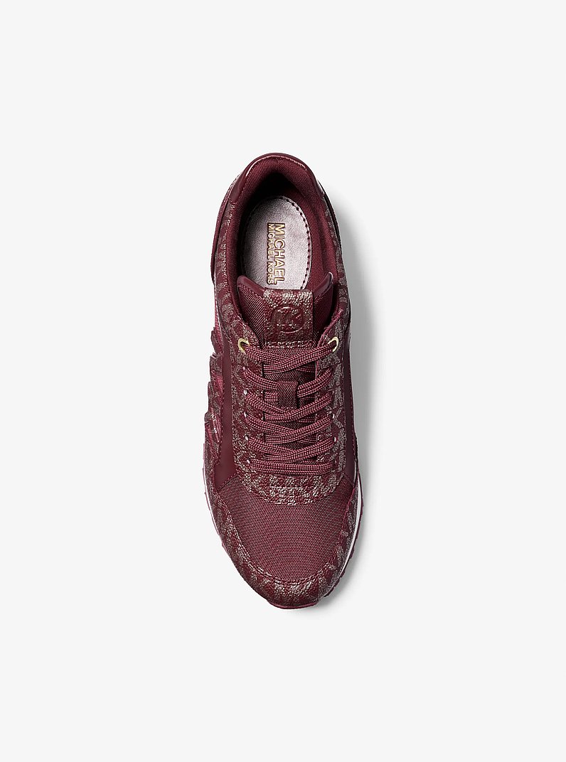 Maddy Metallic Signature Logo Trainer in OXBLOOD | Michael Kors