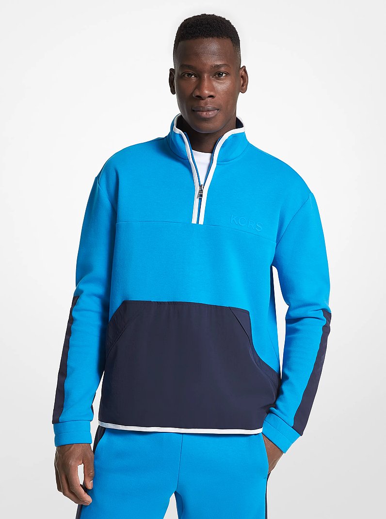 Cotton Blend Half-Zip Sweatshirt in PERFECT SKY | Michael Kors