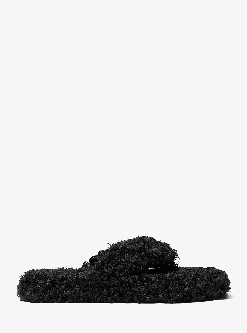 Alani Faux-Fur Flip Flop in BLACK | Michael Kors