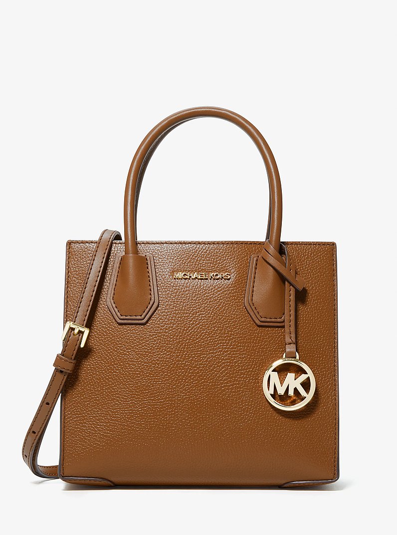 Bolsa cruzada Mercer mediana de piel granulada in LUGGAGE | Michael Kors