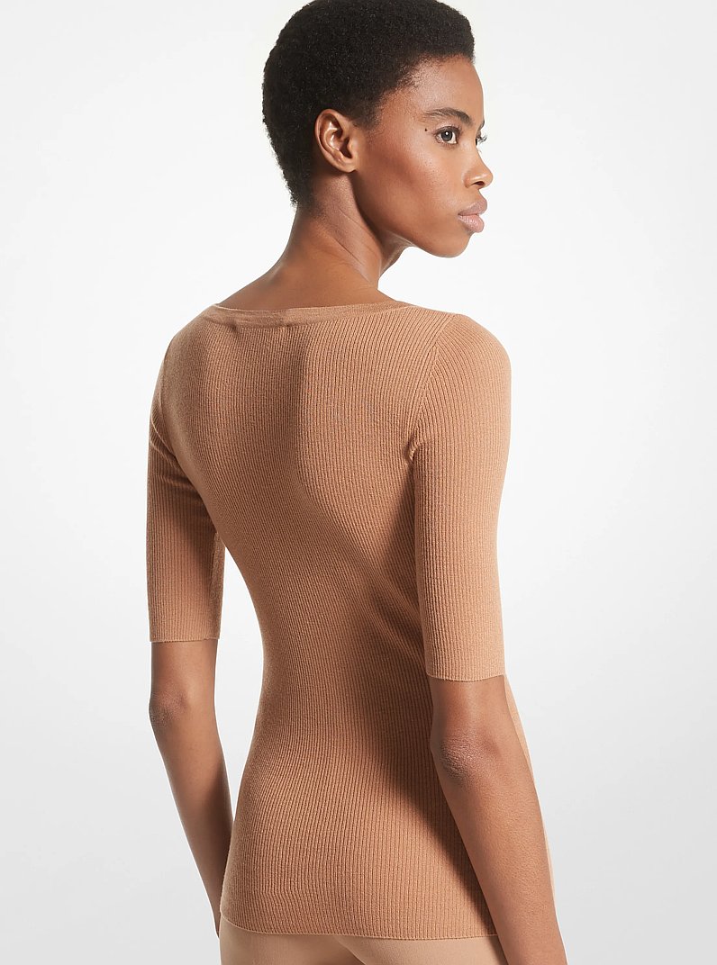 Cashmere Three-Quarter Sleeve Sweater - thumbnail 2