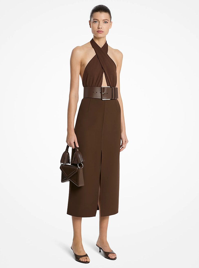 Wool Crepe Pencil Skirt in JAVA | Michael Kors