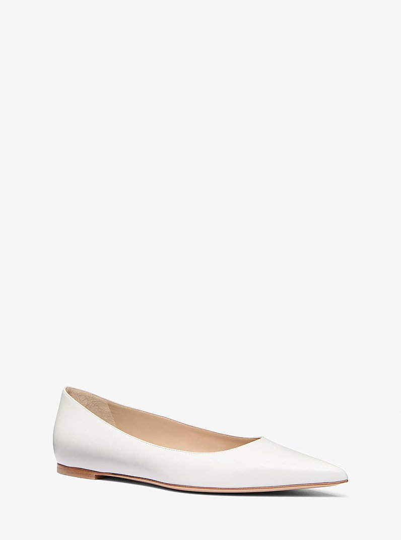 Renata Leather Skimmer Flats in OPTIC WHITE | Michael Kors