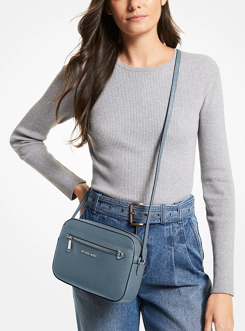Jet Set Large Saffiano Leather Crossbody Bag in CORNFLOWER | Michael Kors