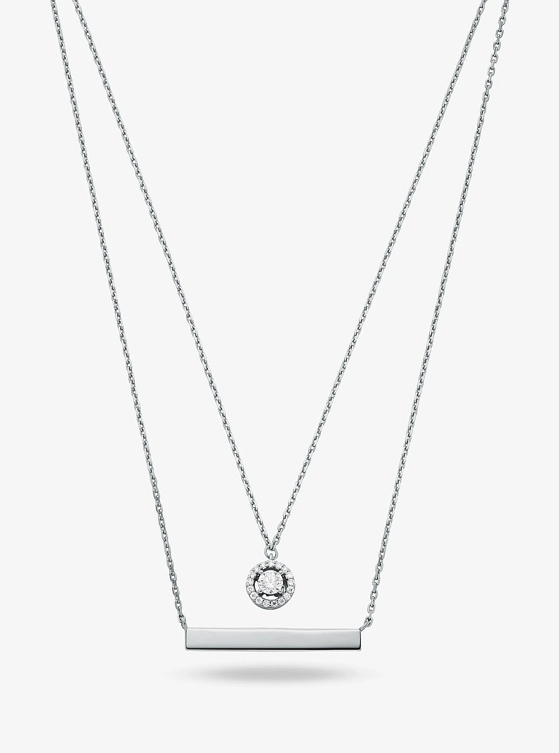 Collar a capas de plata de ley chapada en metal precioso con incrustaciones in PLATEADO | Michael Kors