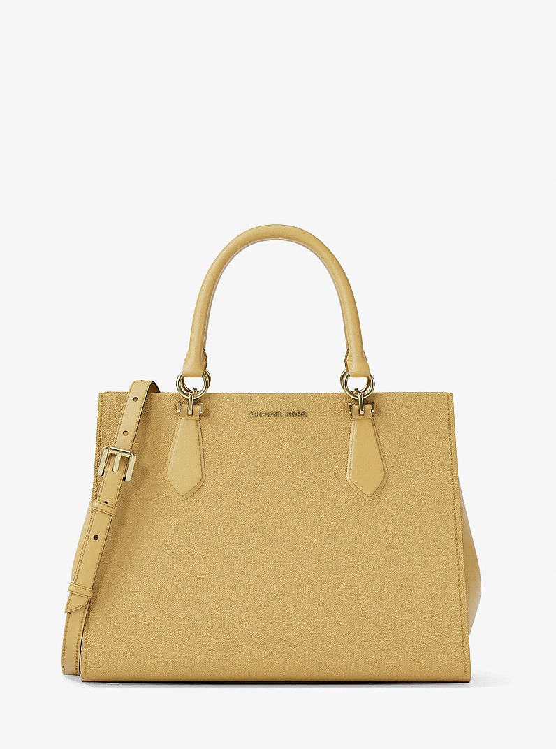 Marilyn Medium Saffiano Leather Satchel in HONEY | Michael Kors