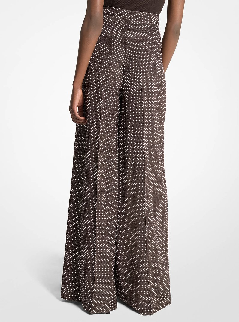 Pantalones de pierna ancha de seda crep&eacute; de chine con lunares in CHOCOL/BLANCO OP | Michael Kors