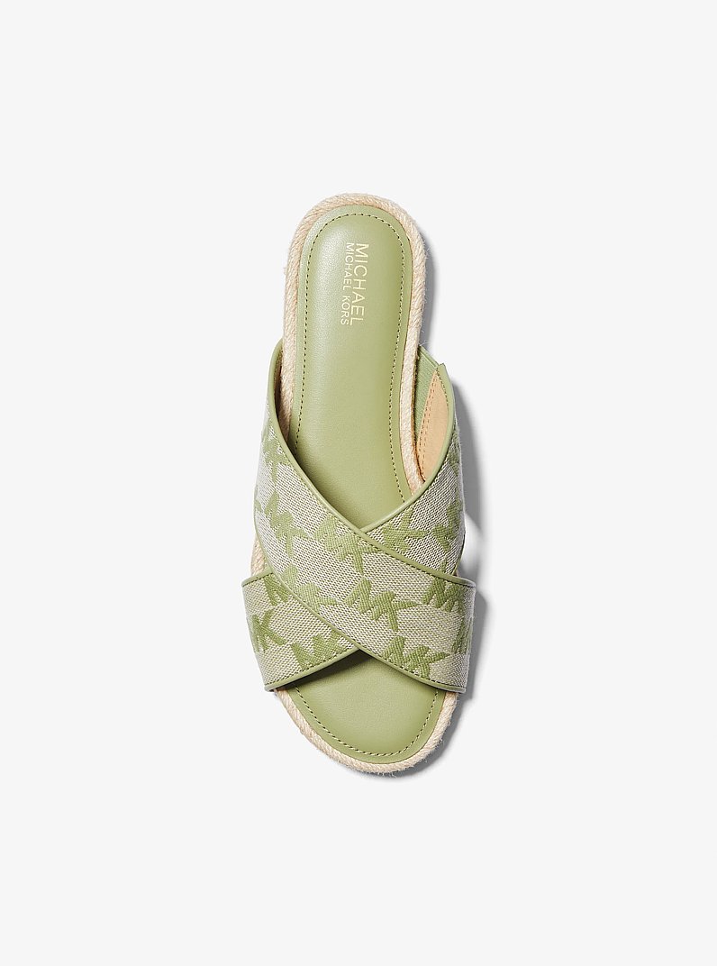 Jolie Logo Jacquard Espadrille Sandal in LIGHT SAGE | Michael Kors