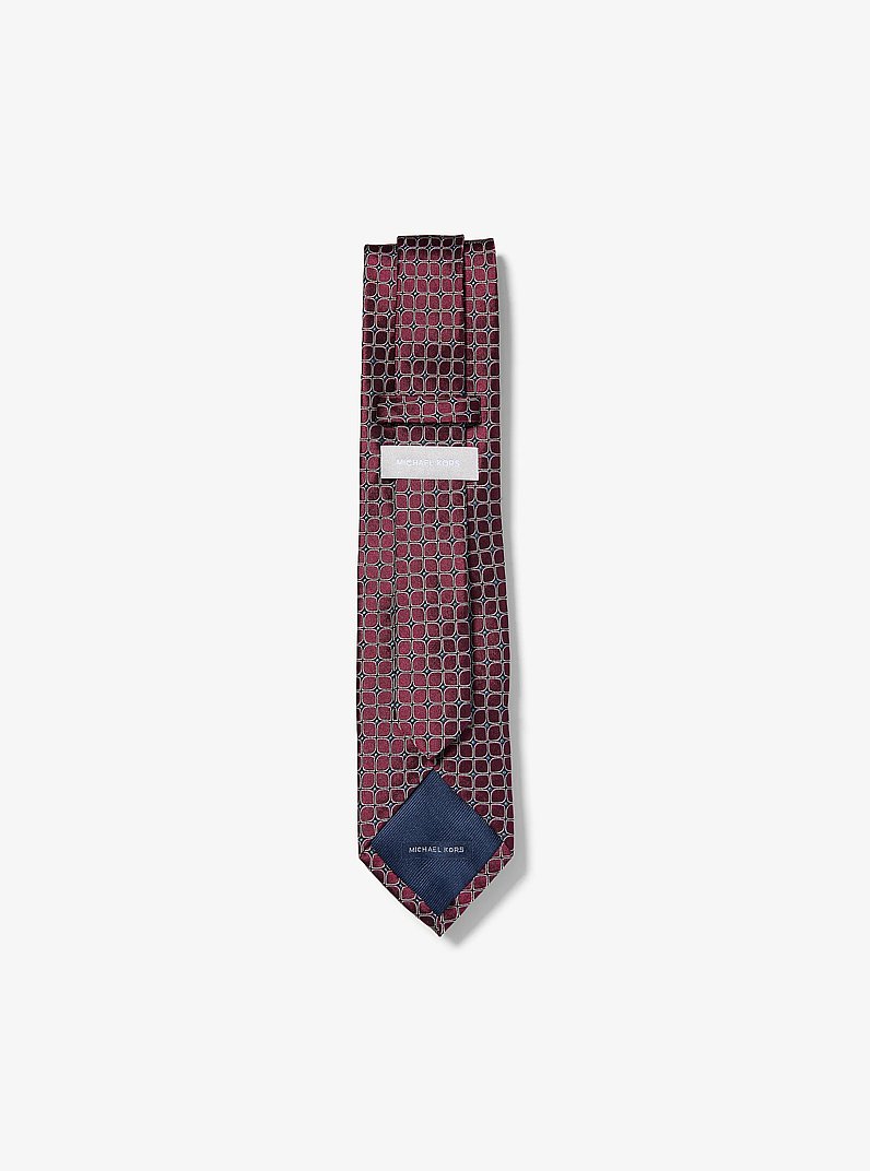 Tile Print Silk Tie in BURGUNDY | Michael Kors