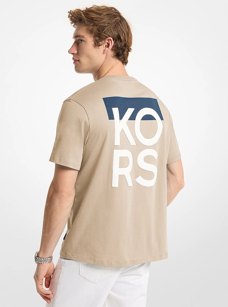 T-Shirt aus Baumwoll-Jersey mit Grafik-Logo in KHAKI | Michael Kors