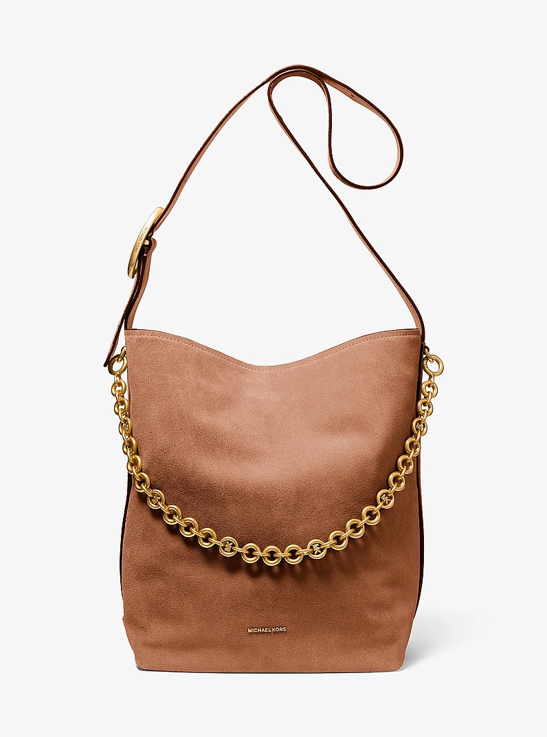 Nolita Large Suede Bucket Tote Bag in LUGGAGE | Michael Kors
