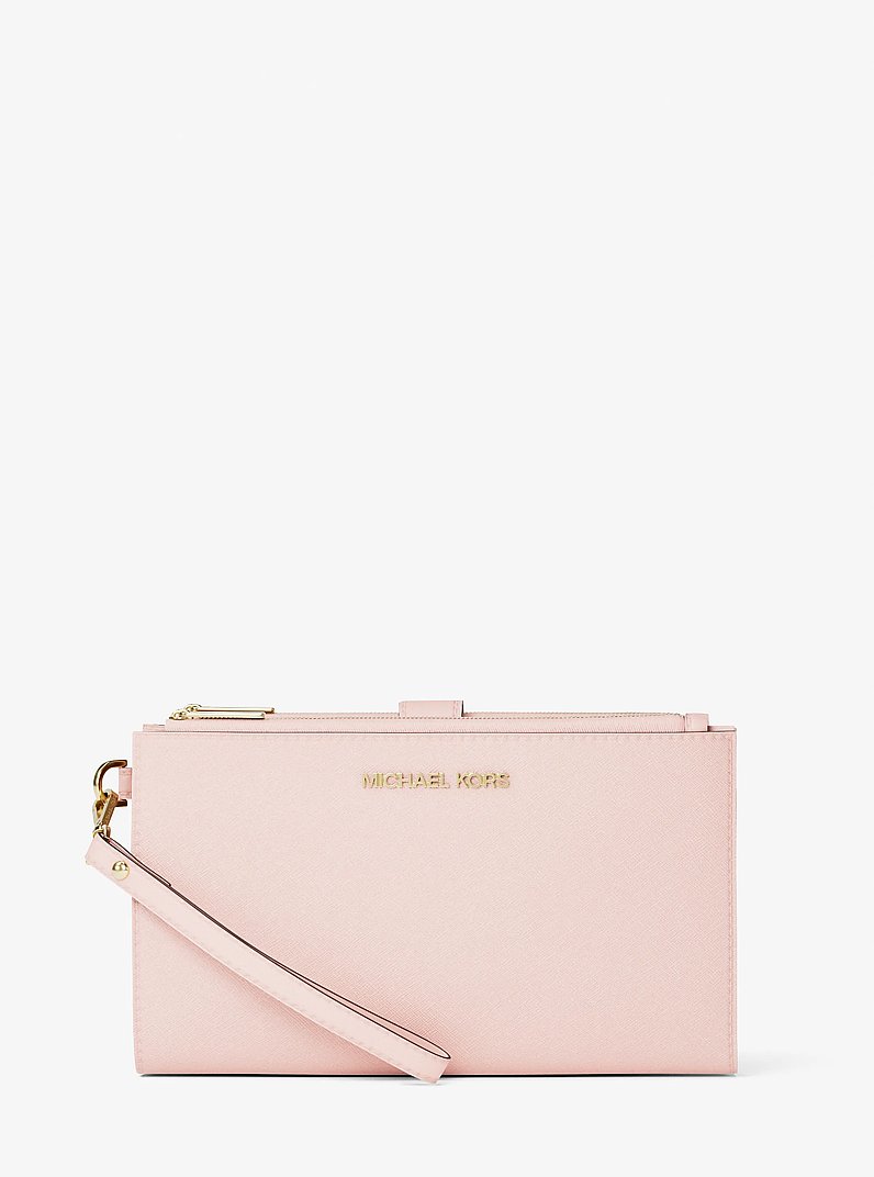 Jet Set Large Leather Smartphone Wristlet Wallet in POWDER BLUSH | Michael Kors