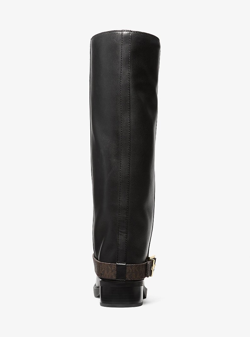 Colby Leather and Signature Logo Boot in BROWN/BLK | Michael Kors