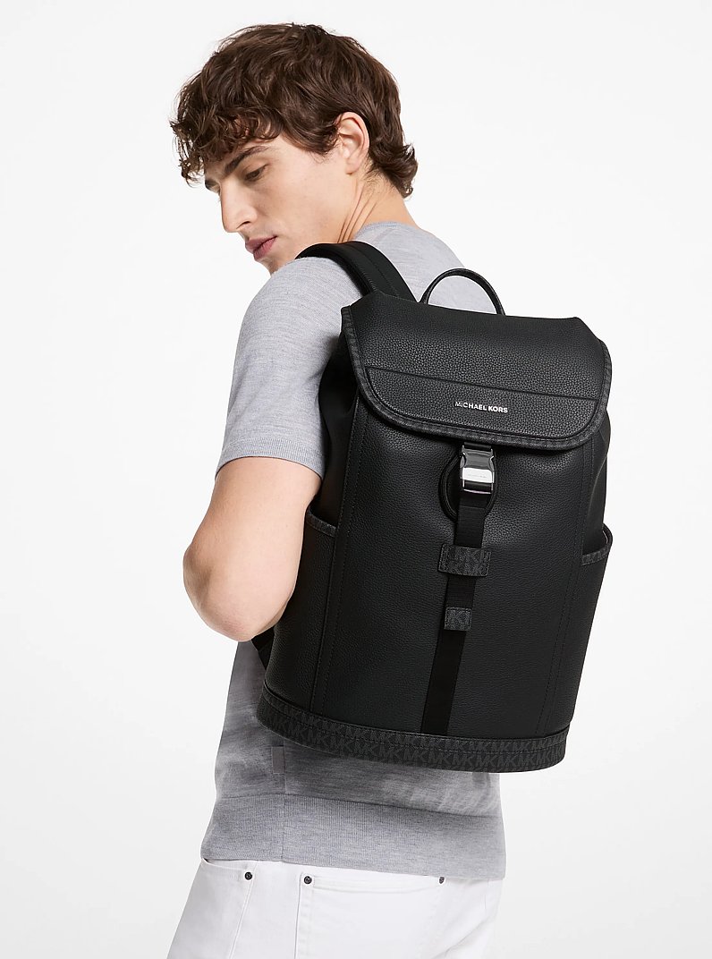 Mochila Hudson de piel con logotipo exclusivo in NEGRO | Michael Kors