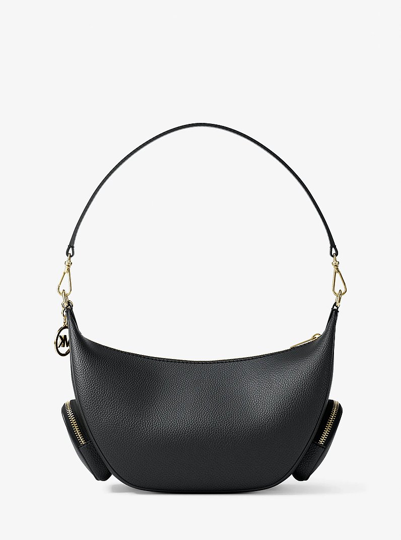 Merritt Medium Pebbled Leather Convertible Shoulder Bag in BLACK | Michael Kors