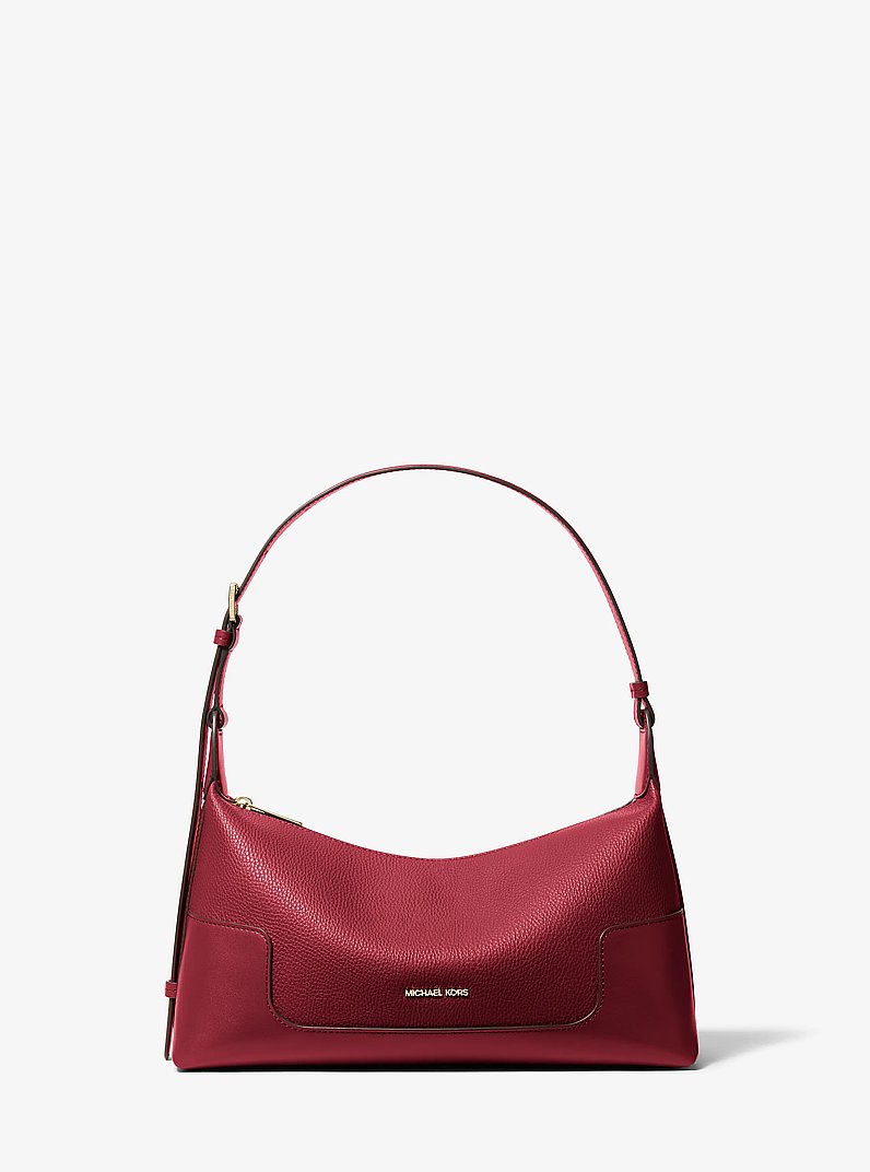 Teddi Medium Textured Slouch Shouder Bag in DEEP RED | Michael Kors