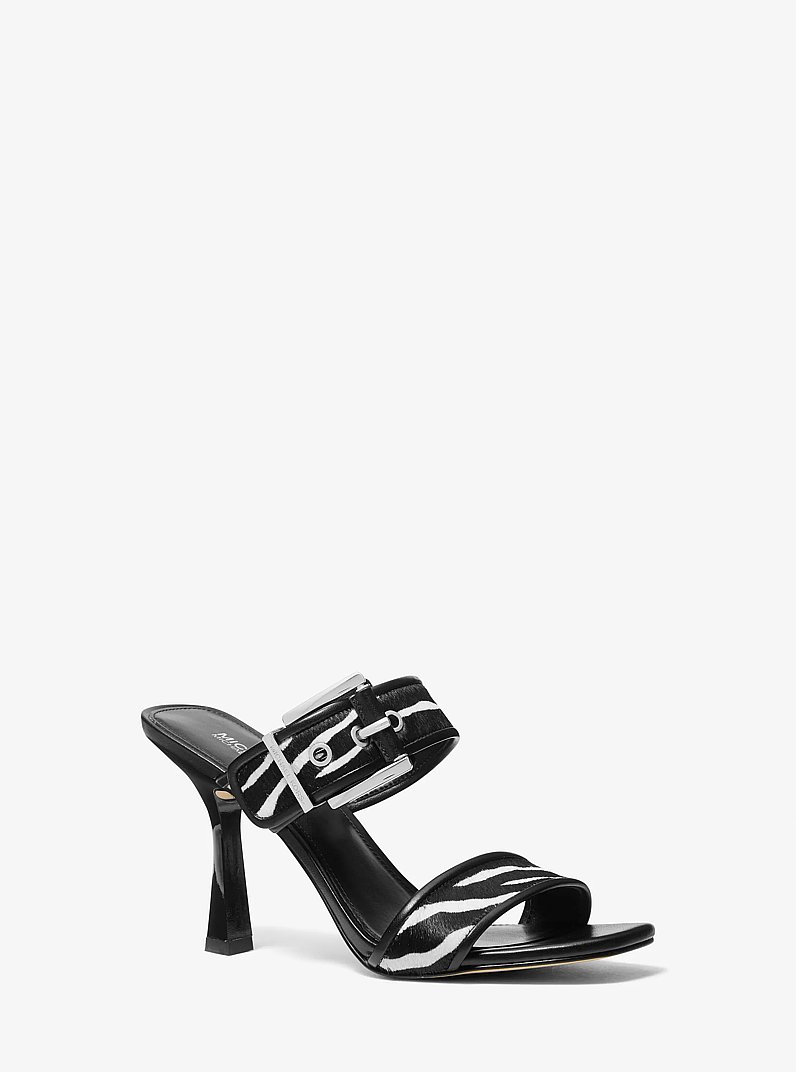 Colby Zebra Print Calf Hair Sandal in BLACK COMBO | Michael Kors