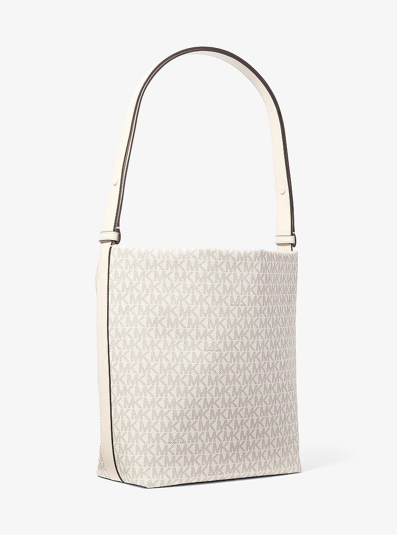 Sac messager seau Roey de taille moyenne &agrave; logo Signature in CR&Egrave;ME MULTI L&Eacute;GER | Michael Kors