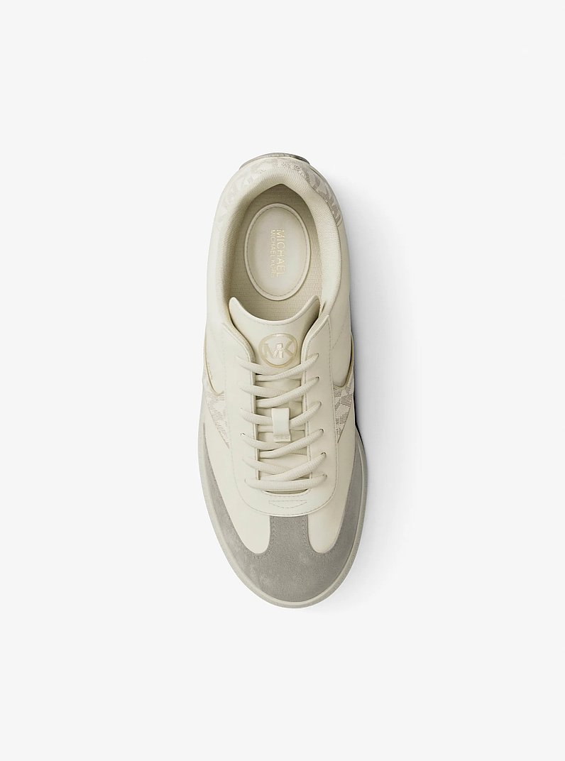 Benny Mixed-Media Sneaker in CREAM | Michael Kors