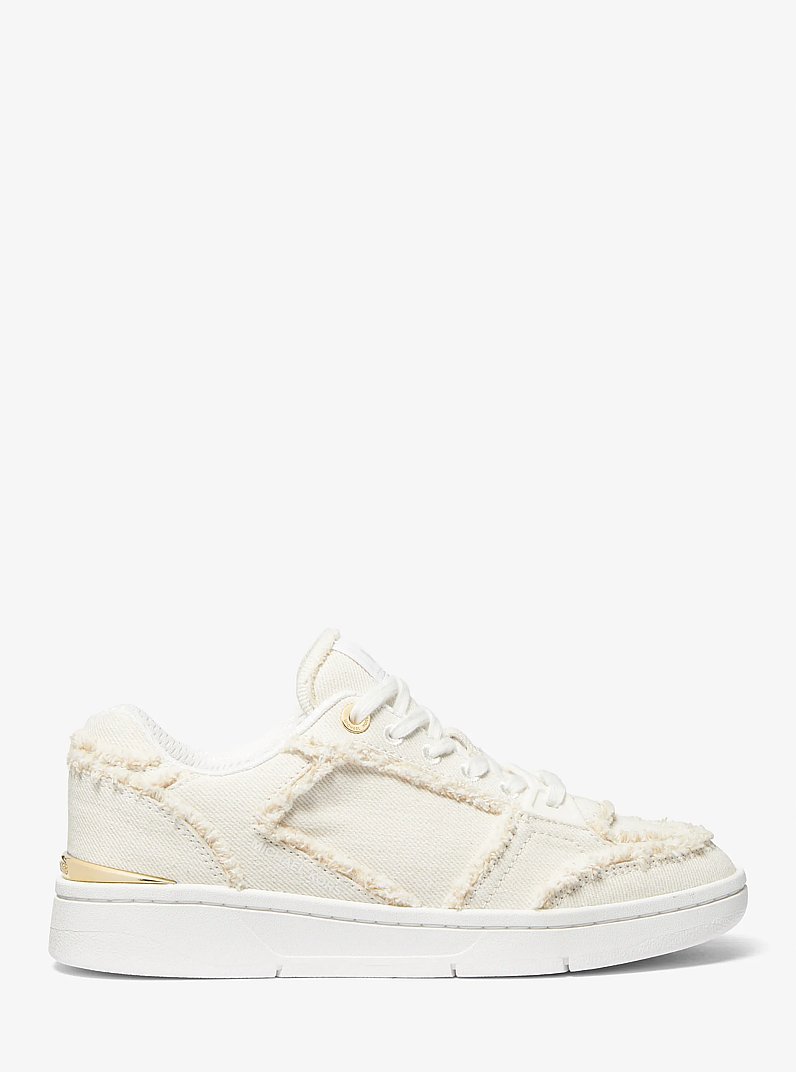 Rebel Frayed Denim Sneaker in OPTIC WHITE | Michael Kors
