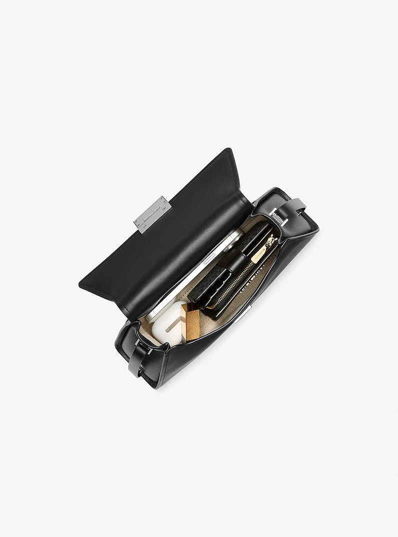 Ludlow Medium Leather Shoulder Bag in BLACK | Michael Kors