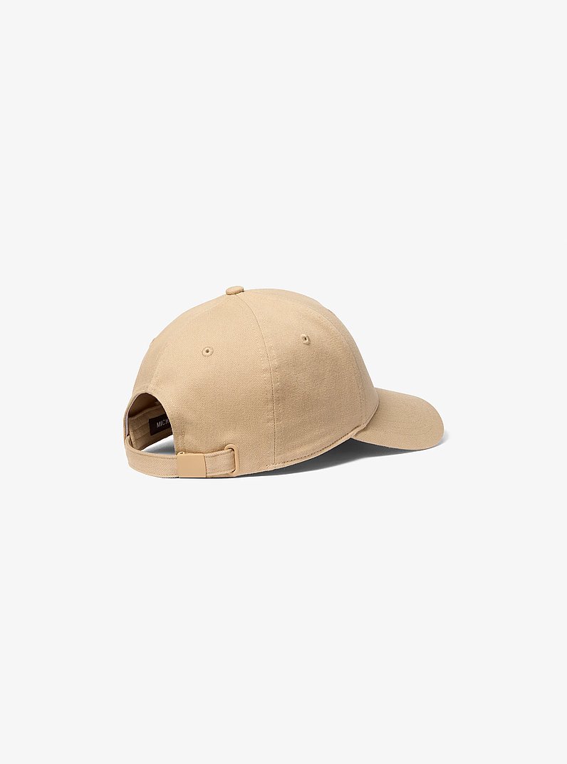 Logo Charm Cotton Baseball Hat in KHAKI | Michael Kors