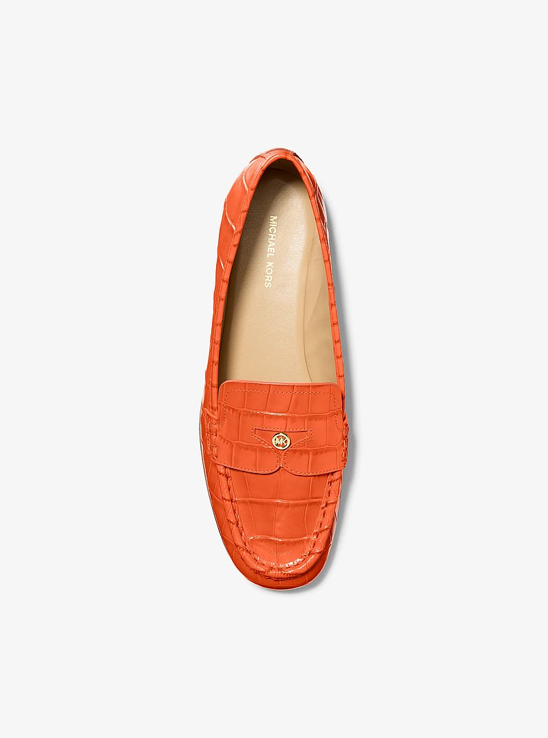 Jennings Crocodile Embossed Leather Loafer in MIMOSA | Michael Kors