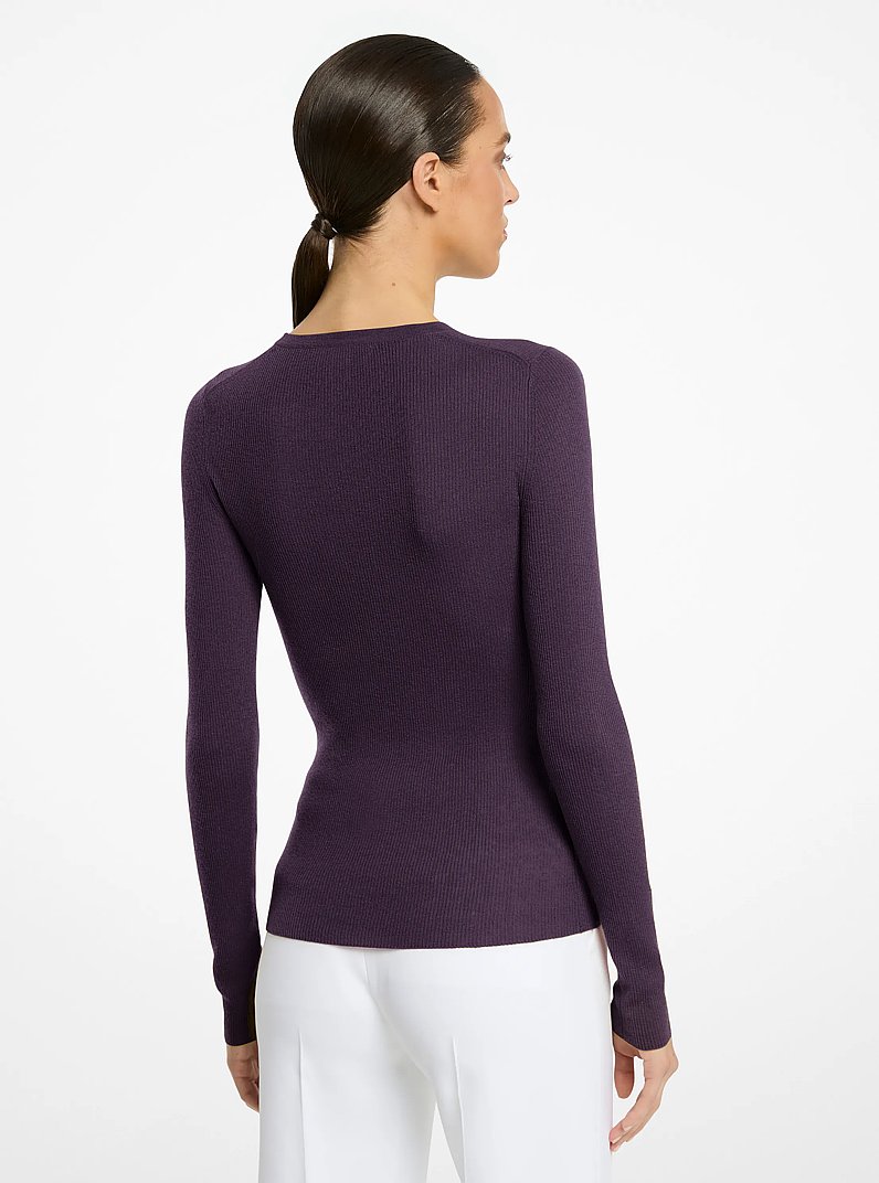 Hutton Featherweight Cashmere Sweater in AUBERGINE | Michael Kors