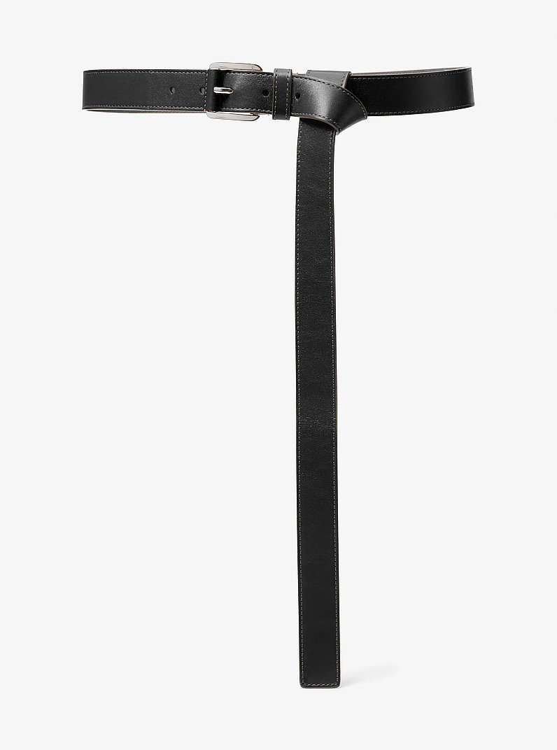 Jodi Leather Trouser Belt in BLACK | Michael Kors